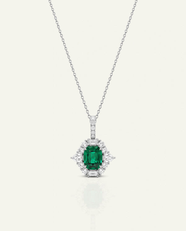 Aanika V. Lab-created Emerald & Lab-grown Diamond Halo Pendants