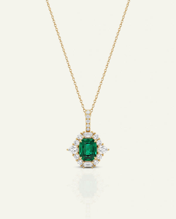 Aanika V. Lab-created Emerald & Lab-grown Diamond Halo Pendants