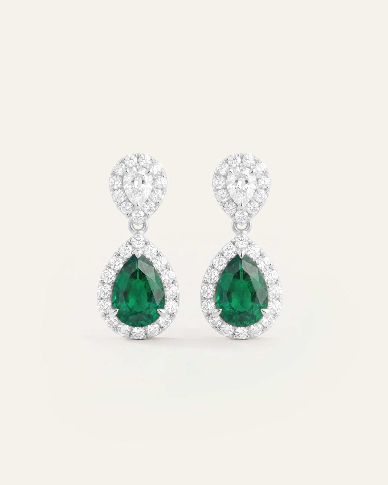 Aanika V. Lab-created Emerald & Lab-grown Diamond Halo Dangling Earrings