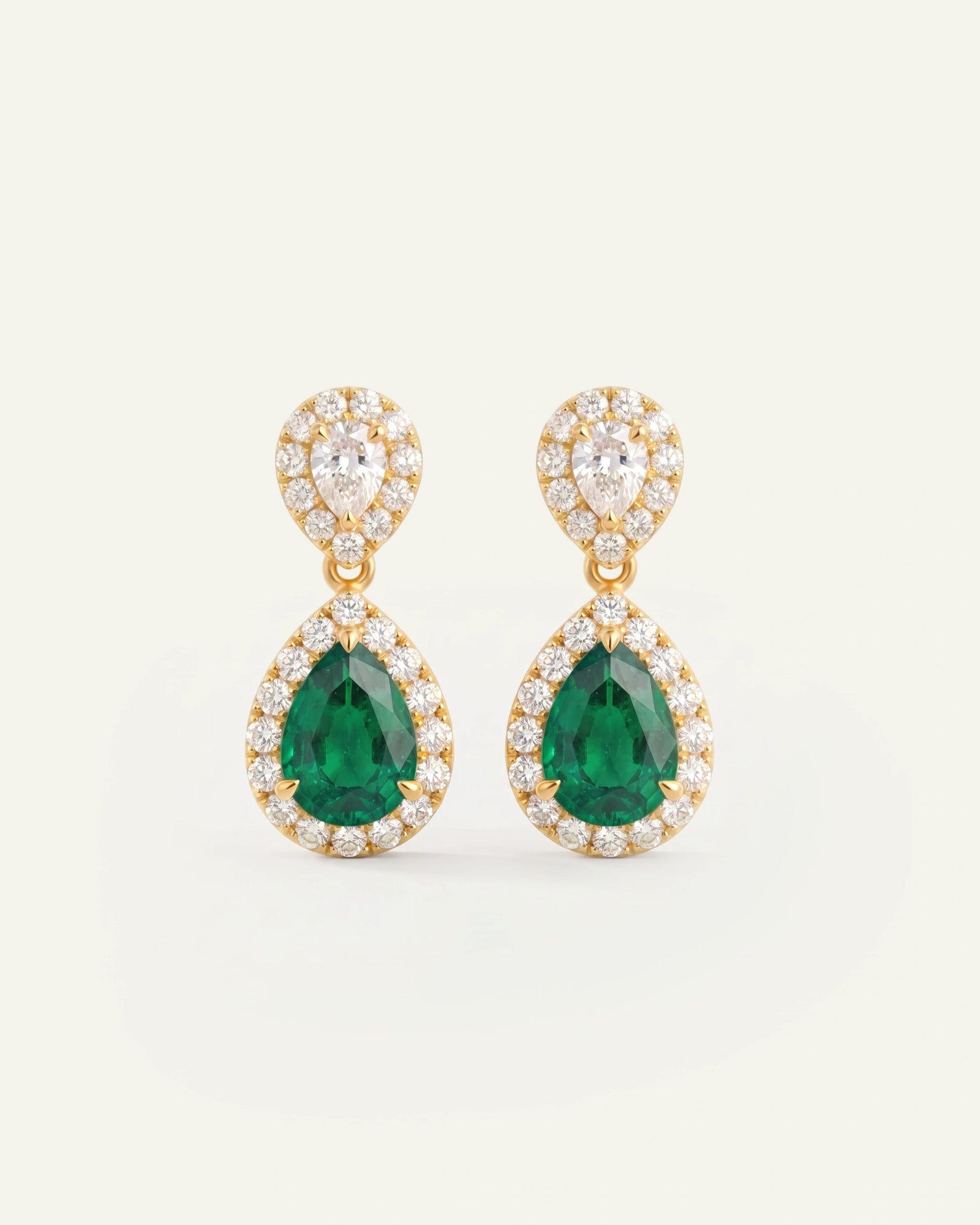 Aanika V. Lab-created Emerald & Lab-grown Diamond Halo Dangling Earrings