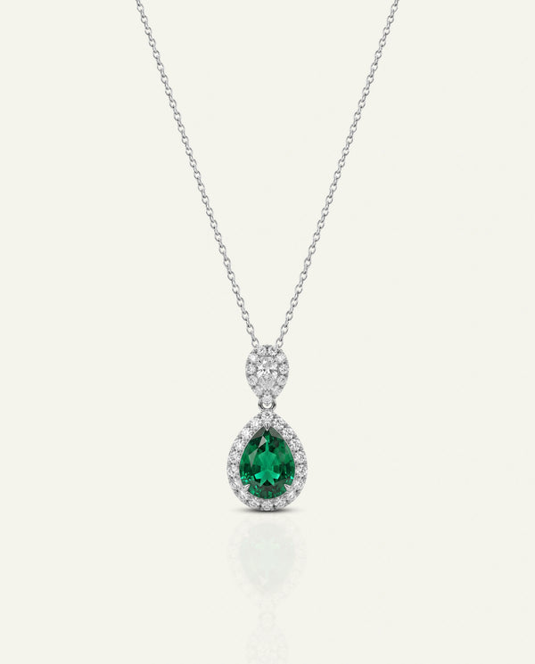 Aanika V. Lab-created Emerald & Lab-grown Diamond Halo Dangling Pendants