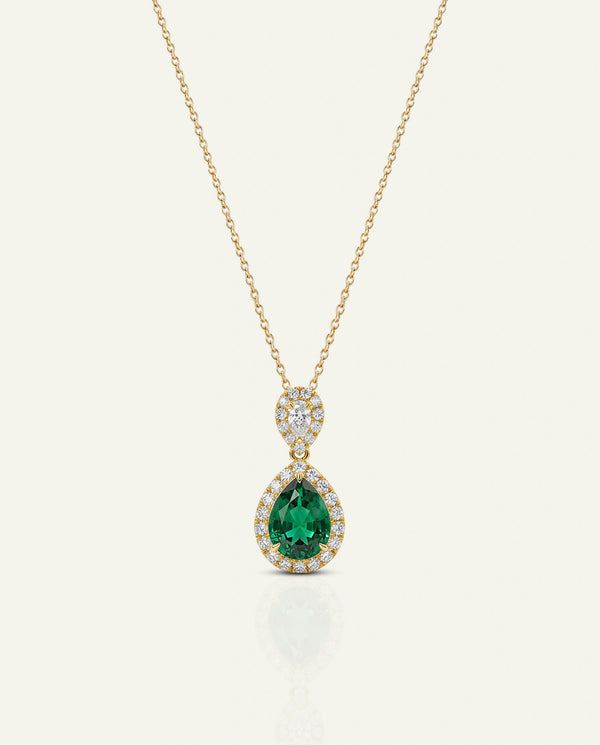 Aanika V. Lab-created Emerald & Lab-grown Diamond Halo Dangling Pendants