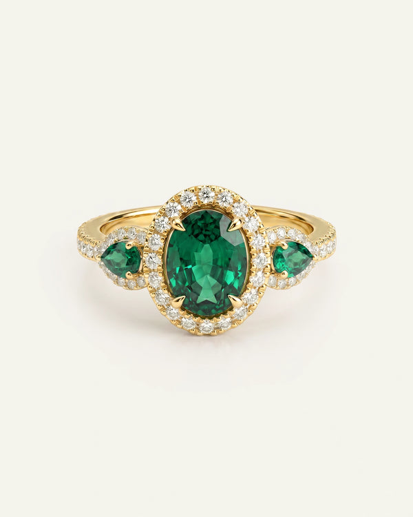 Aanika V. Lab-created Emerald & Lab-grown Diamond Halo Ring