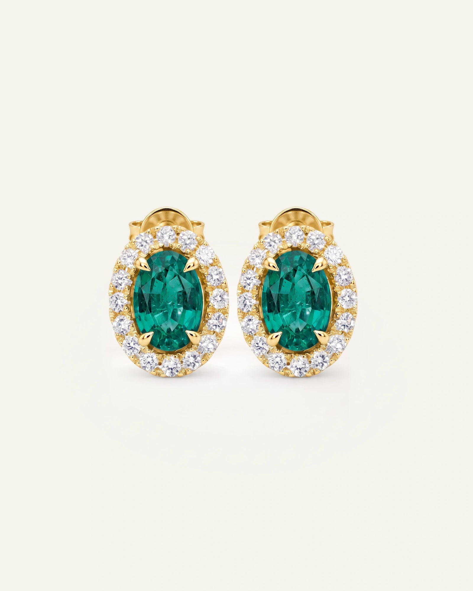 Aanika V. Lab-created Emerald & Lab-grown Diamond Halo Earrings
