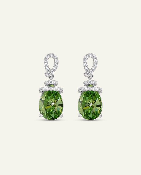 Ovani® Lab-grown Green Diamond Pear Pavé Knot Drop Earrings