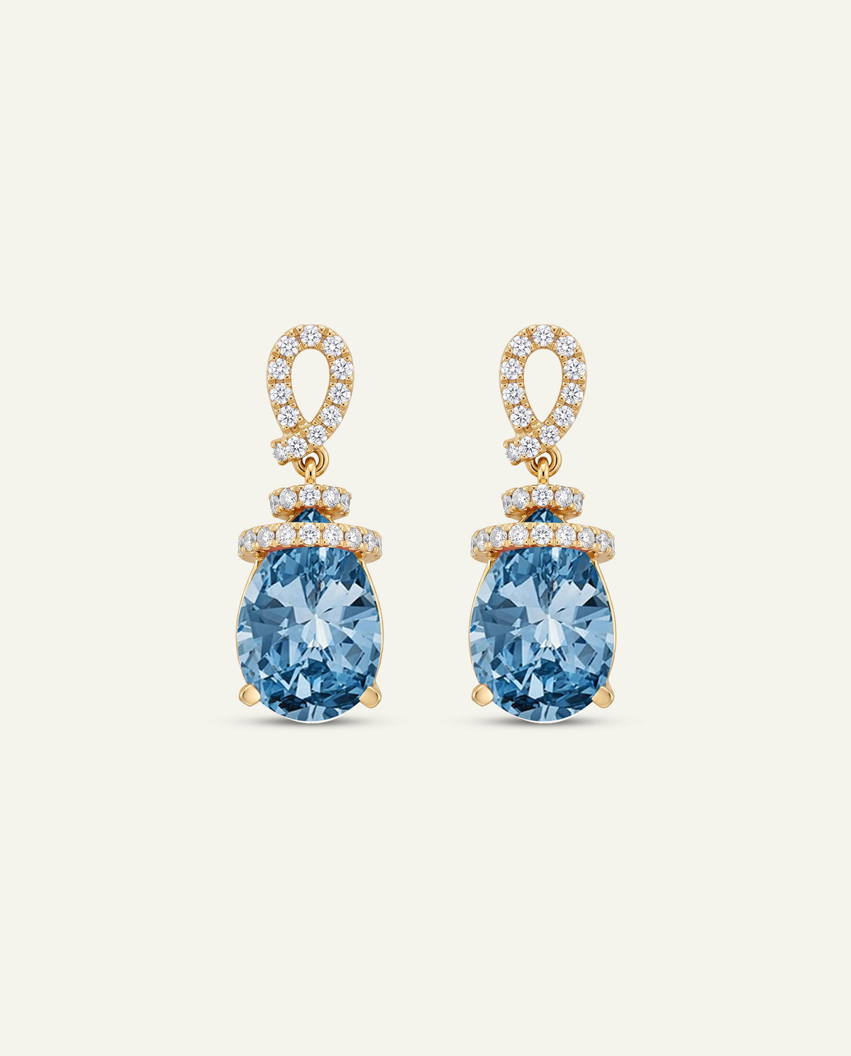 Ovani® Lab-grown Blue Diamond Pear Pavé Knot Drop Earrings