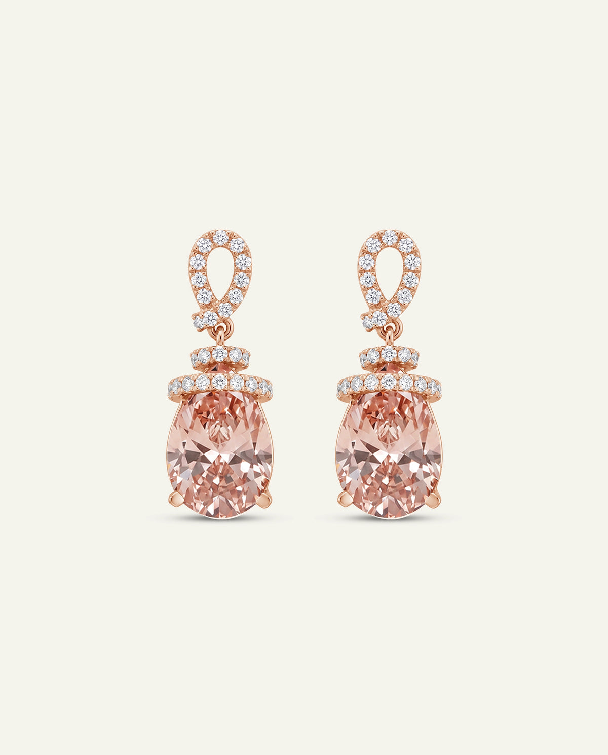 Ovani® Lab-grown Pink Diamond Pear Pavé Knot Drop Earrings