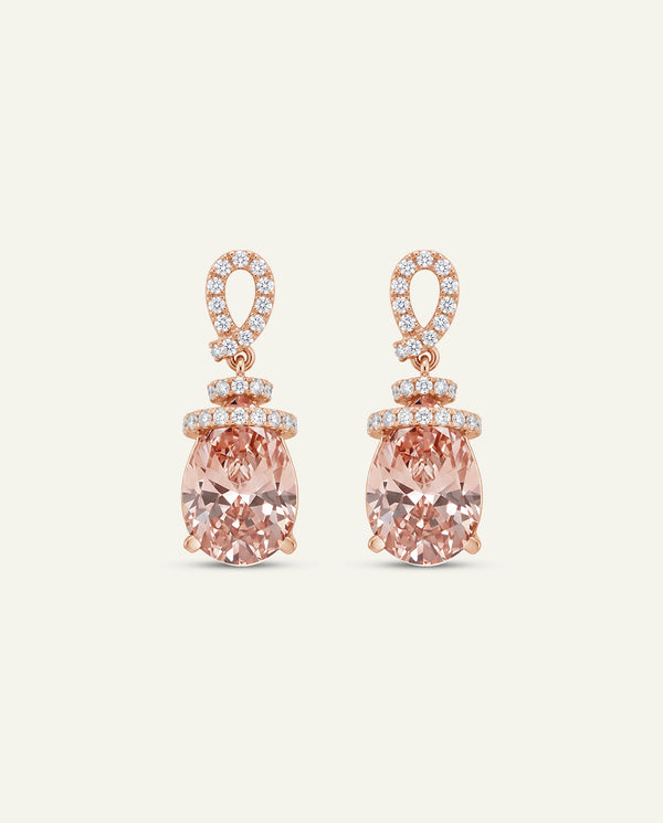 Ovani® Lab-grown Pink Diamond Pear Pavé Knot Drop Earrings