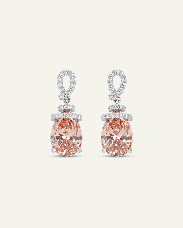 Ovani® Lab-grown Pink Diamond Pear Pavé Knot Drop Earrings