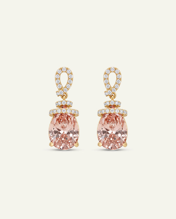 Ovani® Lab-grown Pink Diamond Pear Pavé Knot Drop Earrings