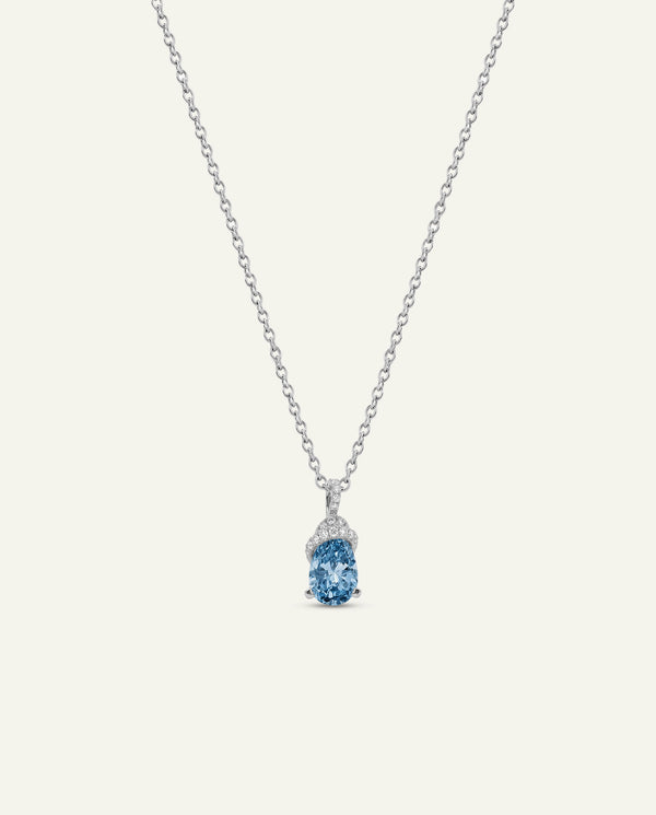 Ovani® Lab-grown Blue Diamond Pear Pavé Knot Drop Pendant