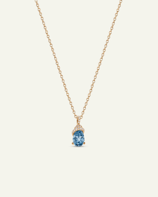 Ovani® Lab-grown Blue Diamond Pear Pavé Knot Drop Pendant