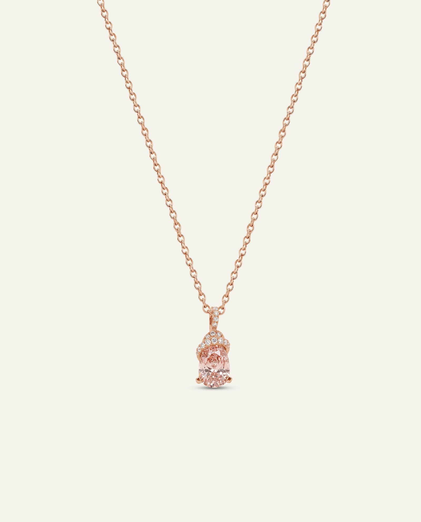 Ovani® Lab-grown Pink Diamond Pear Pavé Knot Drop Pendant