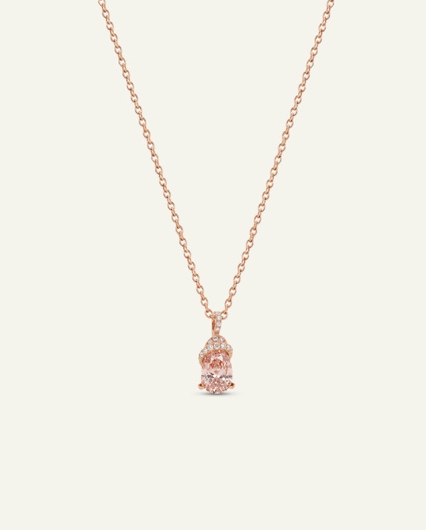 Ovani® Lab-grown Pink Diamond Pear Pavé Knot Drop Pendant
