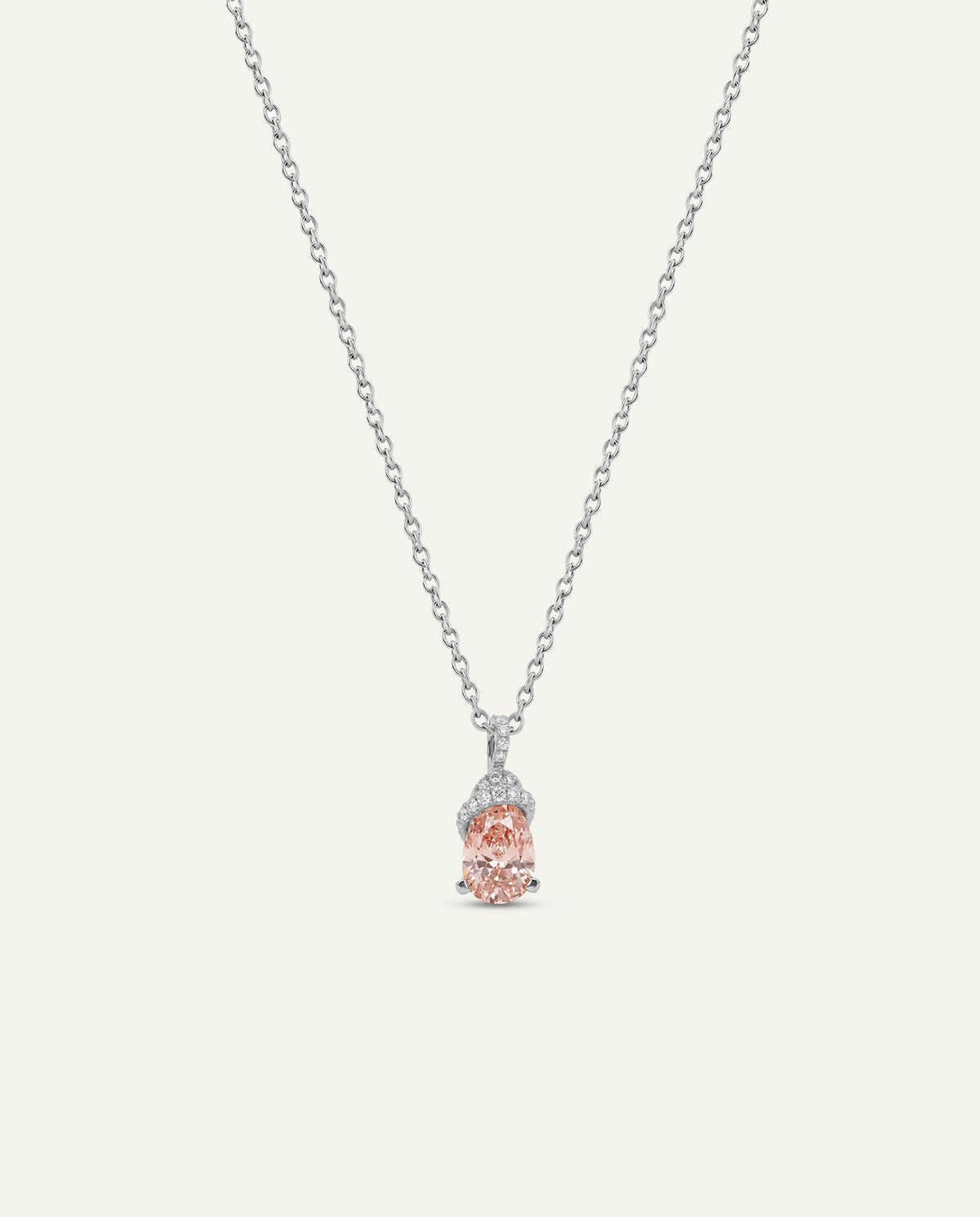 Ovani® Lab-grown Pink Diamond Pear Pavé Knot Drop Pendant