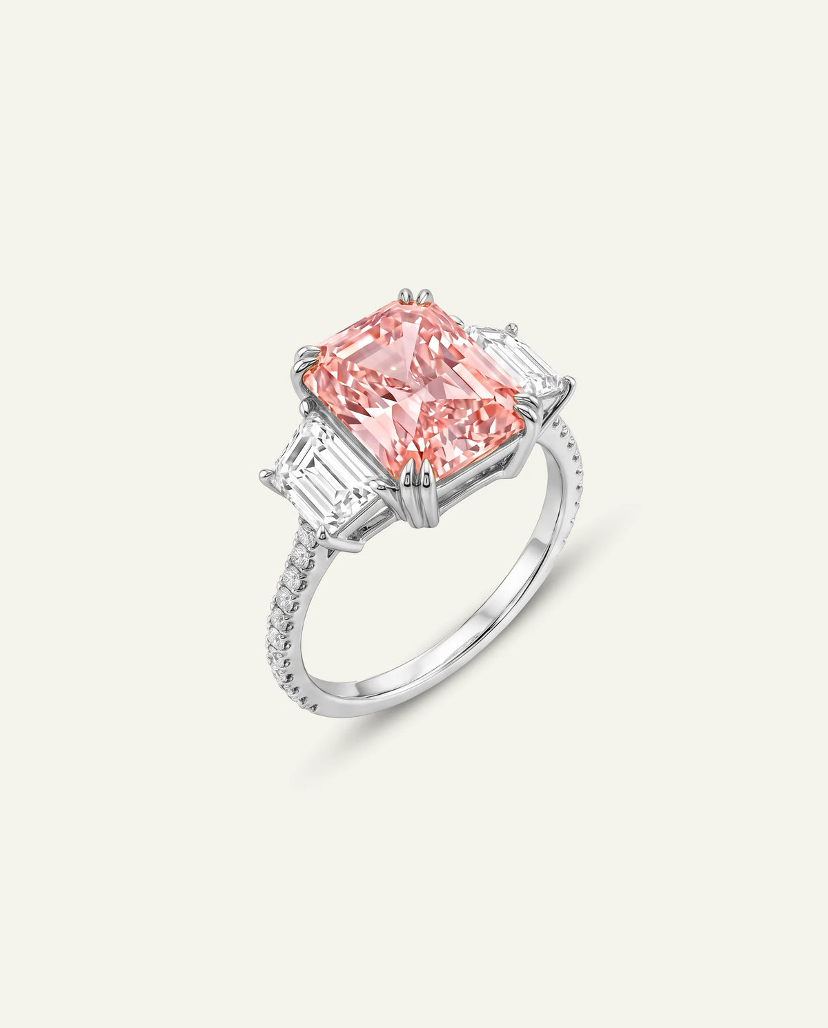 Ovani® Lab-grown Pink Diamond Radiant Engagement Ring - 4.4 Ct. T.W.