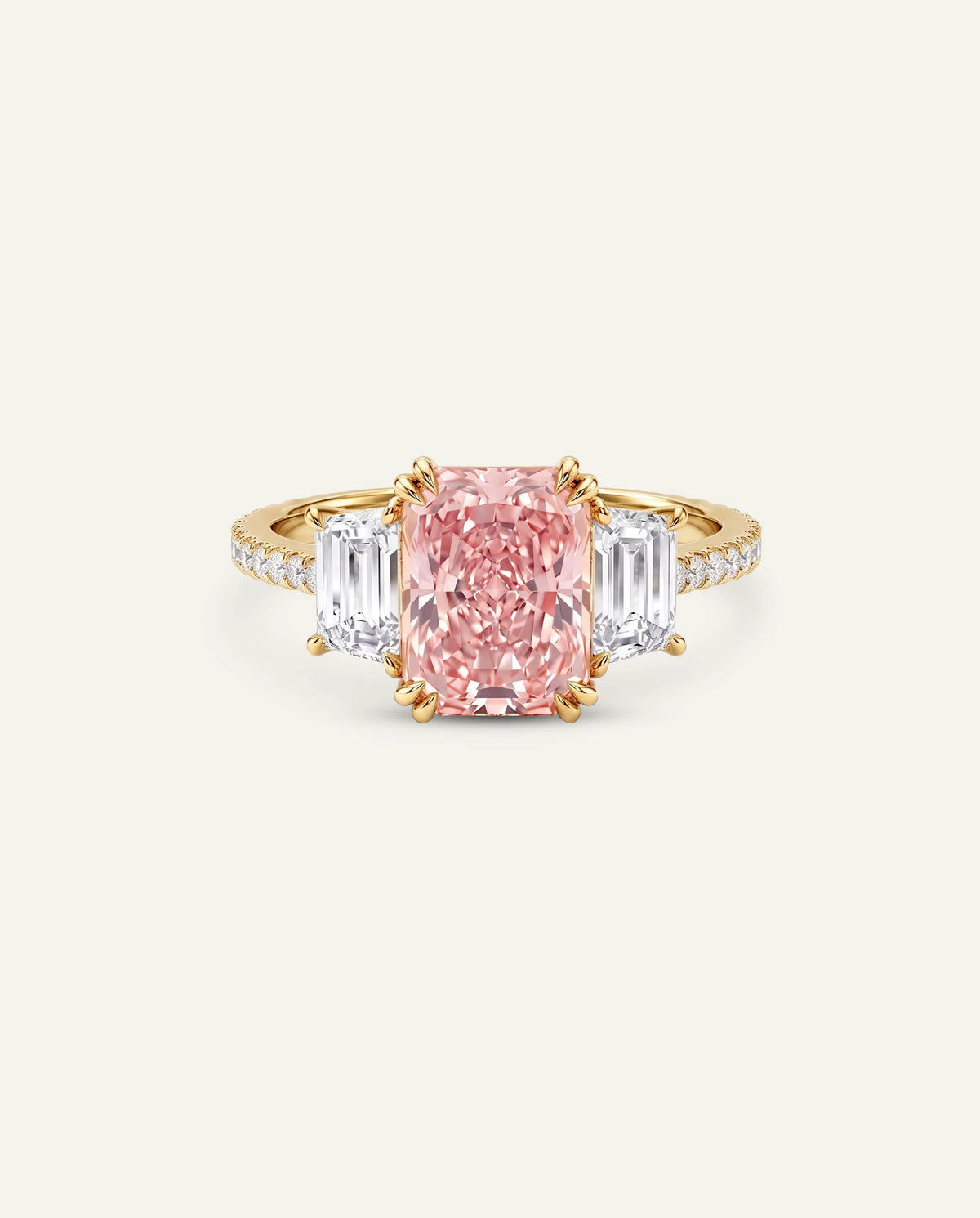 Ovani® Lab-grown Pink Diamond Radiant Engagement Ring - 4.4 Ct. T.W.