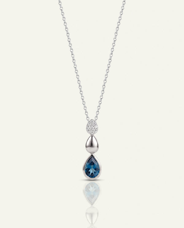 Love Spell® Lab-Created Blue Topaz & Lab-grown Diamond Drop Pendant