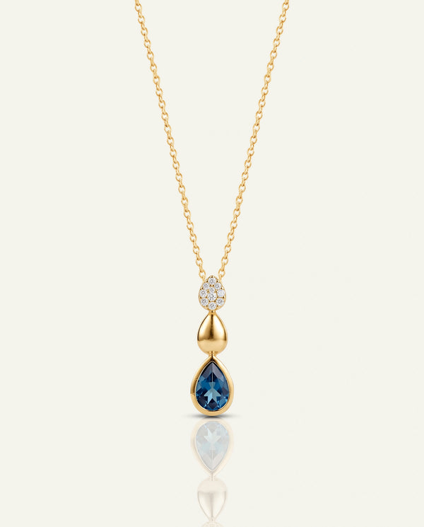 Love Spell® Lab-Created Blue Topaz & Lab-grown Diamond Drop Pendant
