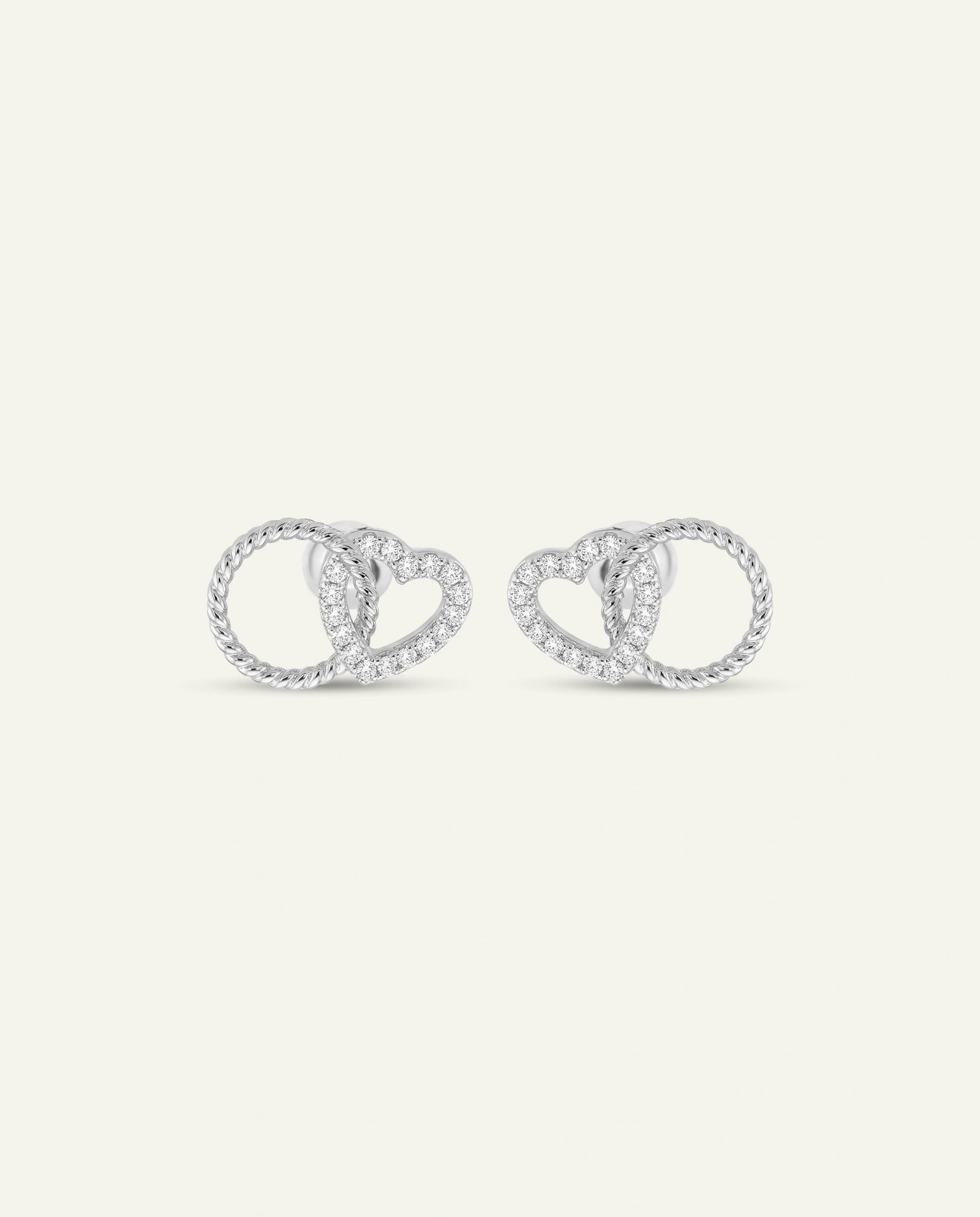 Bella by Ovani® Lab-grown Diamond Circle & Heart Interlocking Studs