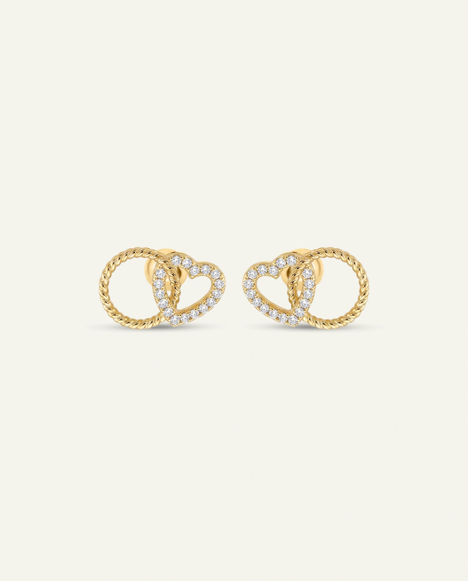 Bella by Ovani® Lab-grown Diamond Circle & Heart Interlocking Studs