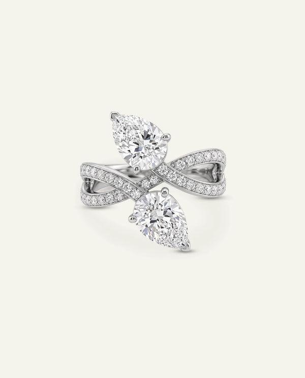 Ovani® Lab-grown Diamond Pear 2-Stone Bypass Engagement Ring - 2.6 Ct. T.W.