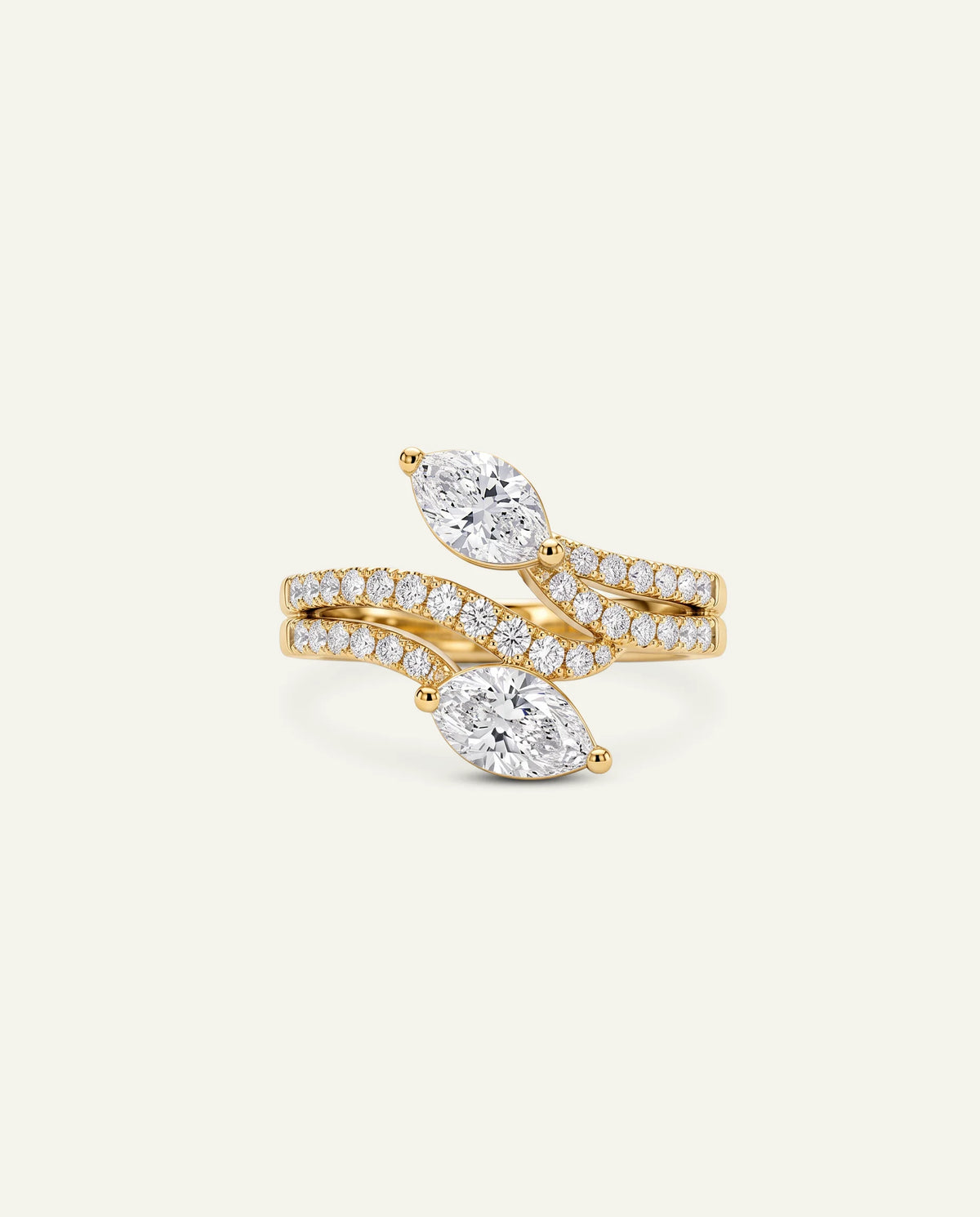 Novello Lab-grown Diamond Marquise 2-Stone Bypass Engagement Ring - 2.4 Ct. T.W.