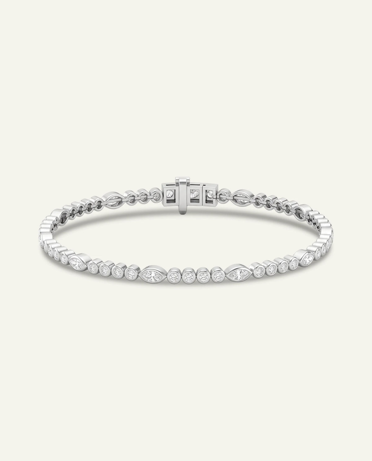 Novello Lab-grown Diamond Marquise & Round Bezel Tennis Bracelet