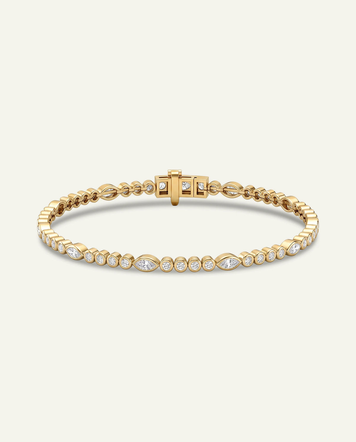 Novello Lab-grown Diamond Marquise & Round Bezel Tennis Bracelet