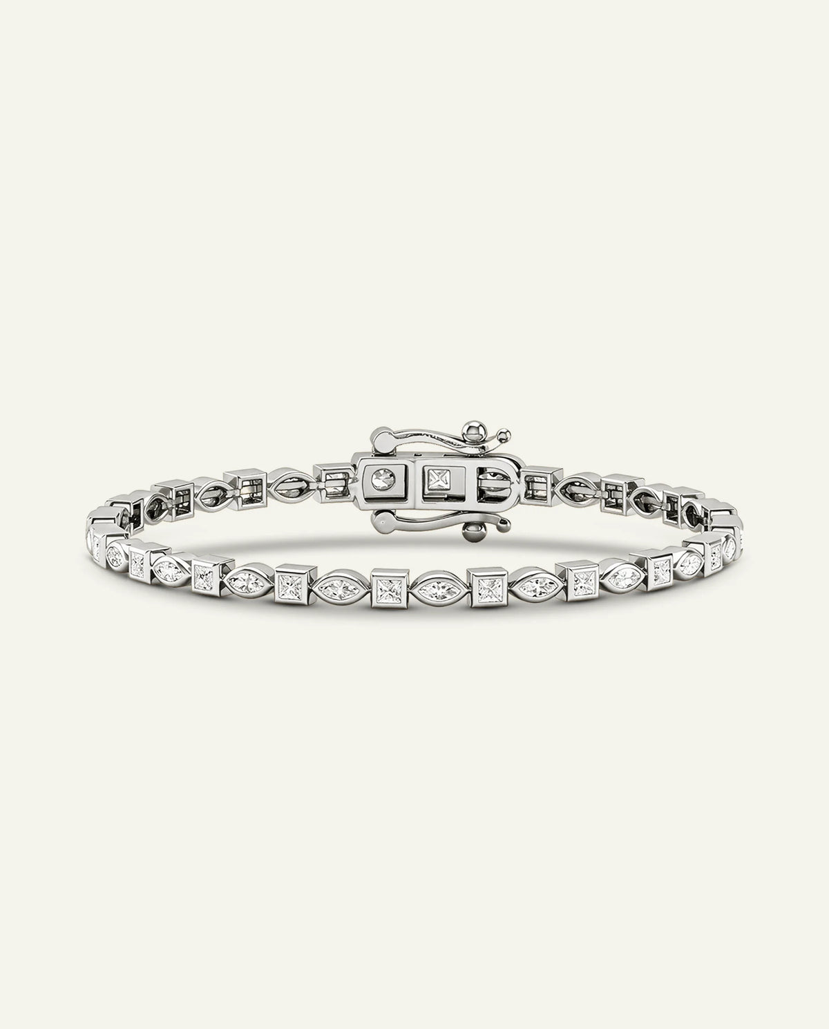 Novello Lab-grown Diamond Princess & Marquise Bezel Tennis Bracelet