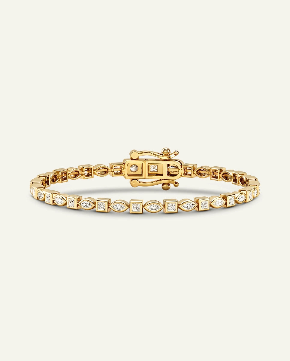 Novello Lab-grown Diamond Princess & Marquise Bezel Tennis Bracelet