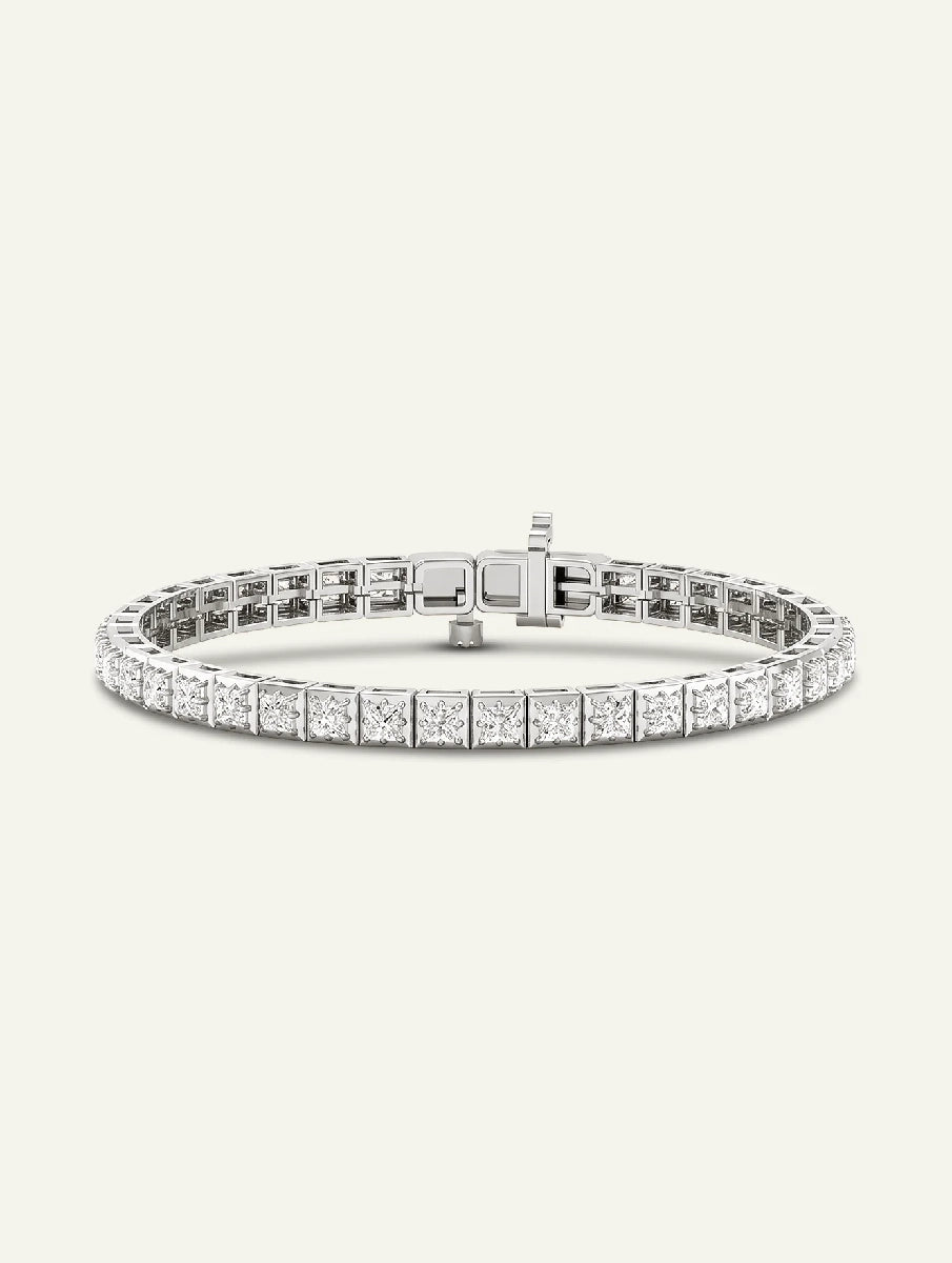 Novello Lab-grown Diamond Princess Bezel Tennis Bracelet