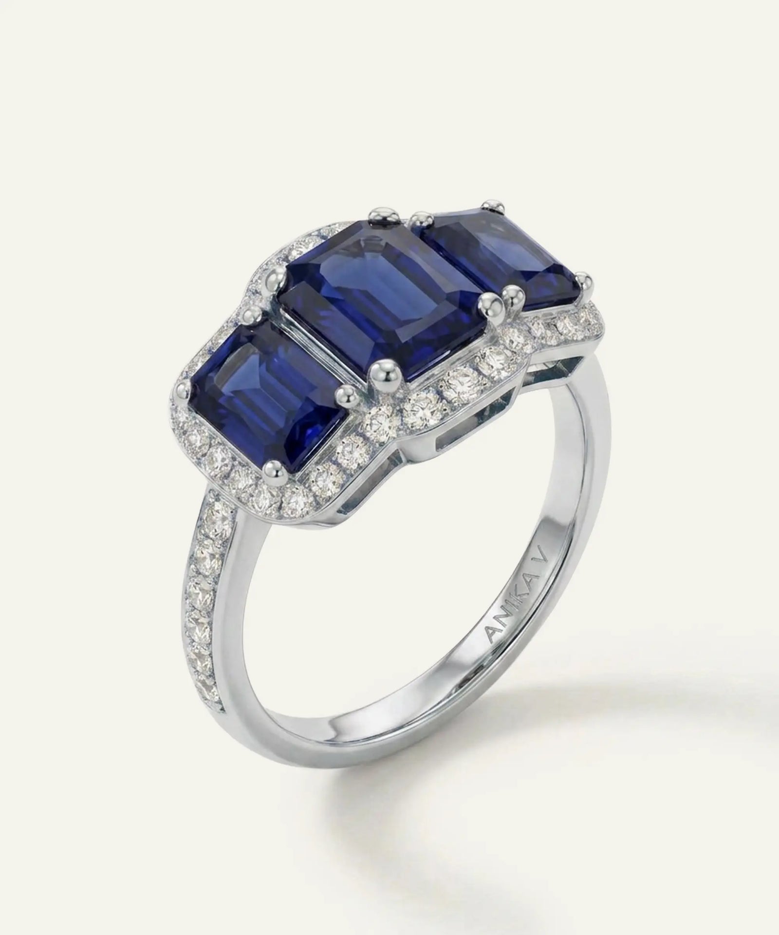 Aanika V. Sapphire & Diamond Halo Ring - 3.75 Ct. T.W.