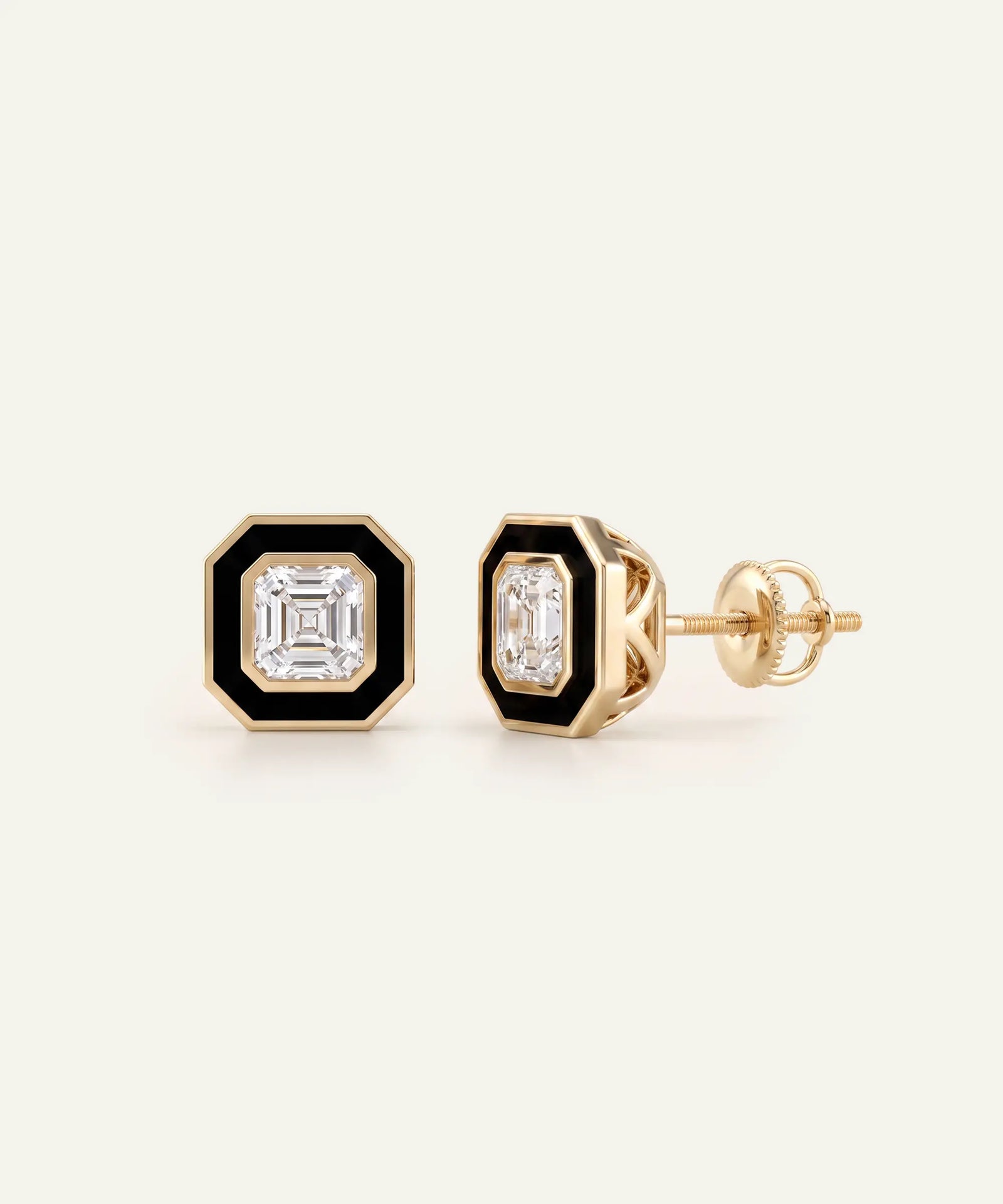 Link N Lock® Asscher Cut Diamond Studs Earrings