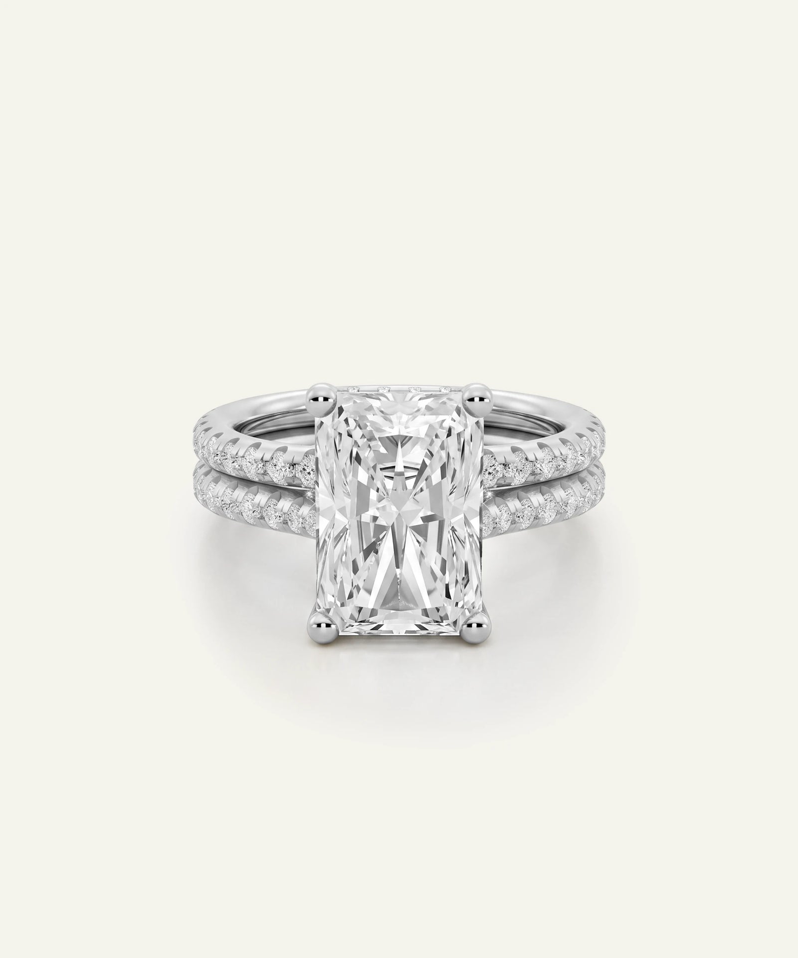 Ovani® Lab-grown Diamond Radiant Hidden Halo Bridal Set
