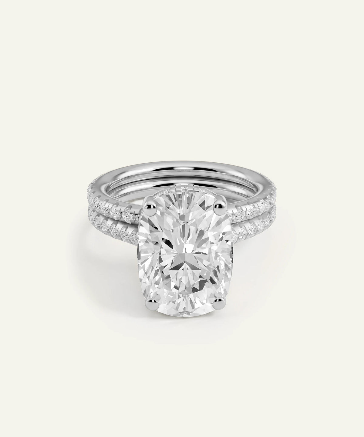 Ovani® Lab-grown Diamond Cushion Hidden Halo Bridal Set