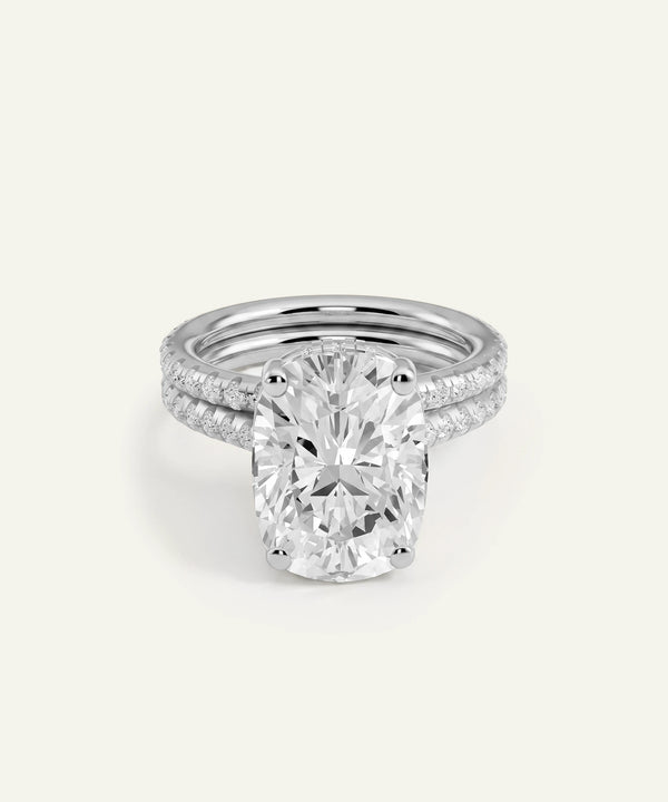 Ovani® Lab-grown Diamond Cushion Hidden Halo Bridal Set
