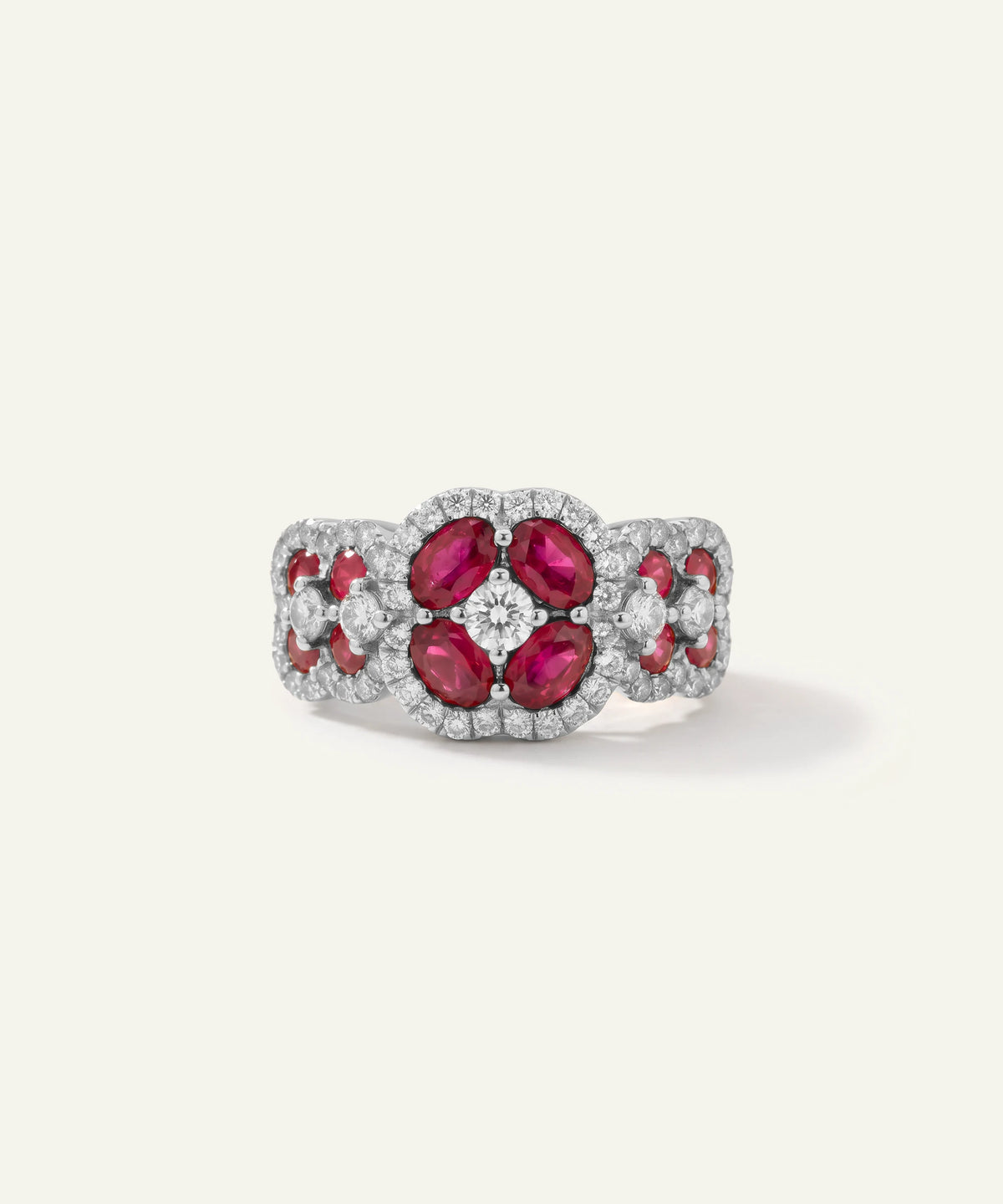 Aanika V® ruby & diamond cluster ring - alternate product view