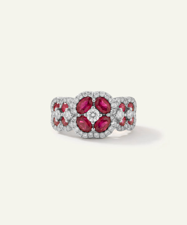 Aanika V. Ruby & Diamond Cluster Ring - 2.1 Ct. T.W.