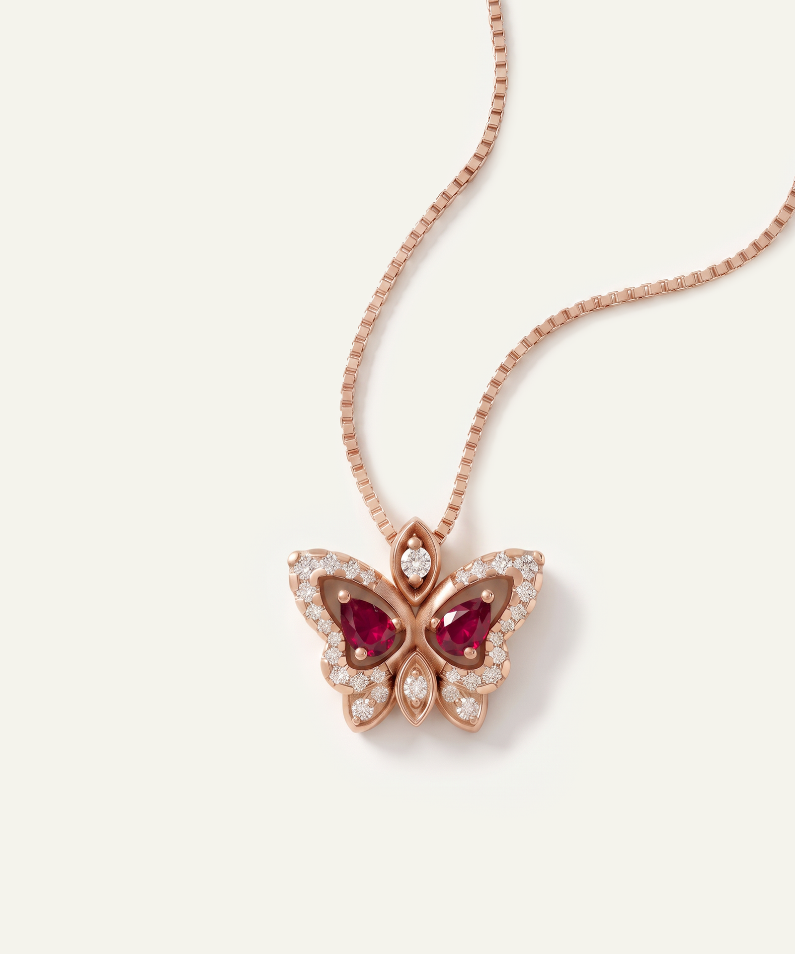 Aanika V. Ruby & Diamond Butterfly Pendant