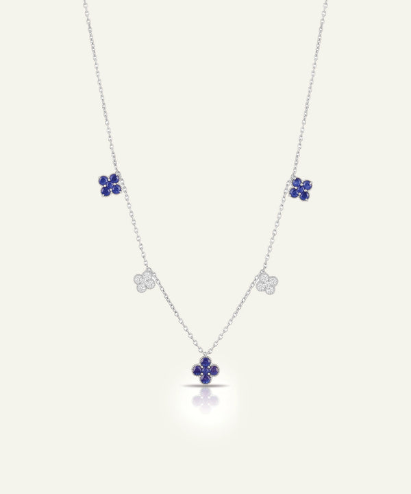 Aanika V. Sapphire & Diamond Floral Station Necklace - 1.15 Ct. T.W.