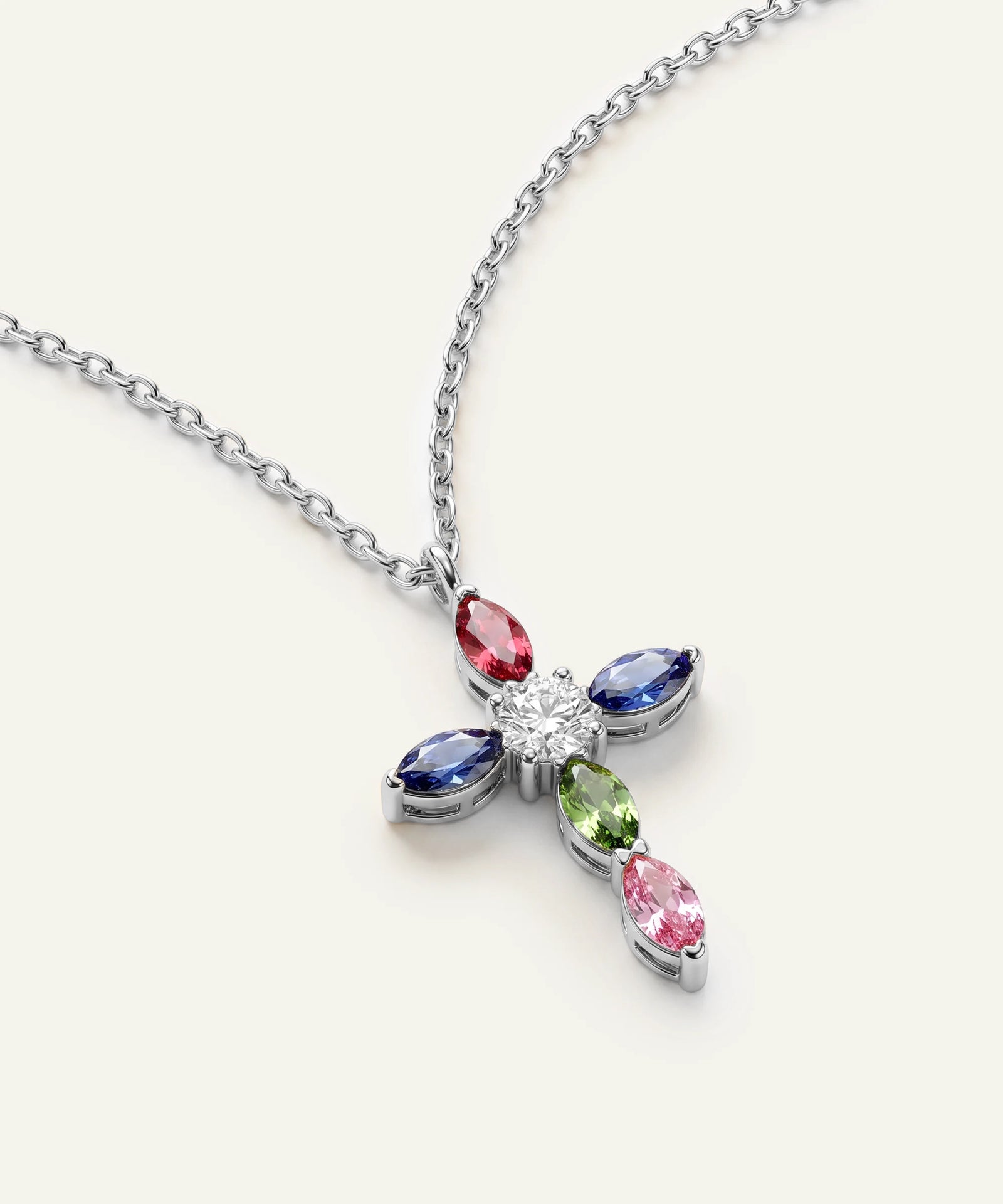 Love Spell® Lab-grown Diamond & Multicolor Stones Cross Necklace