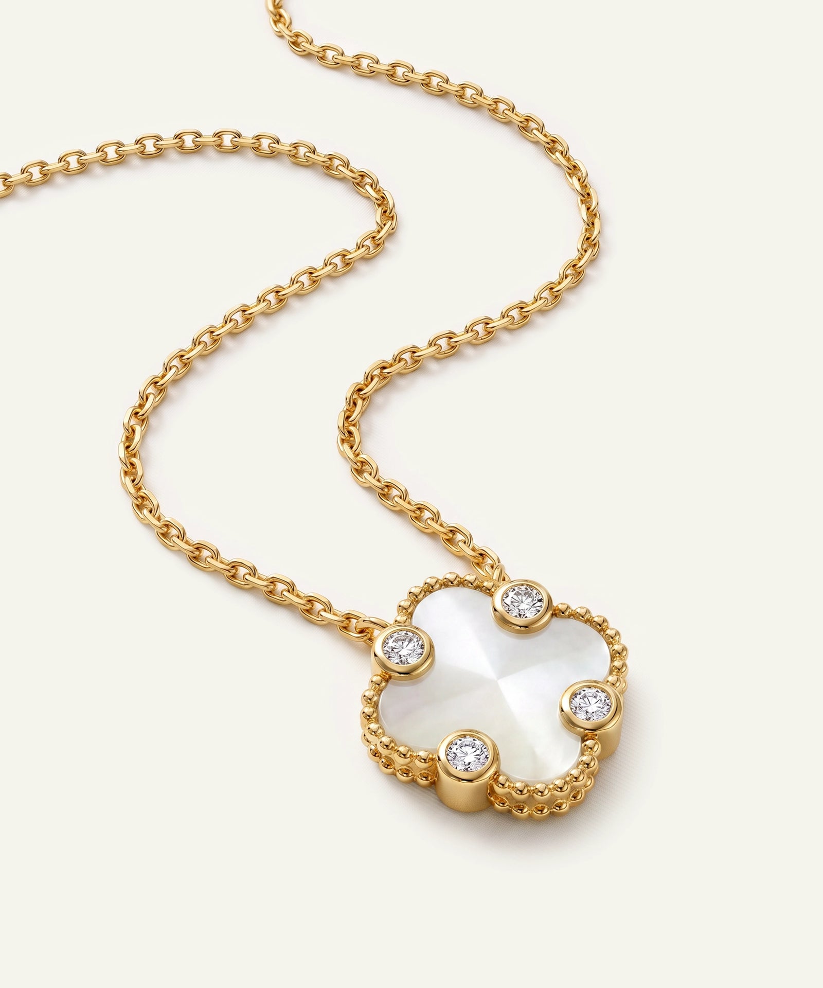 Bella by Ovani® Diamond White Mop Flower Necklace