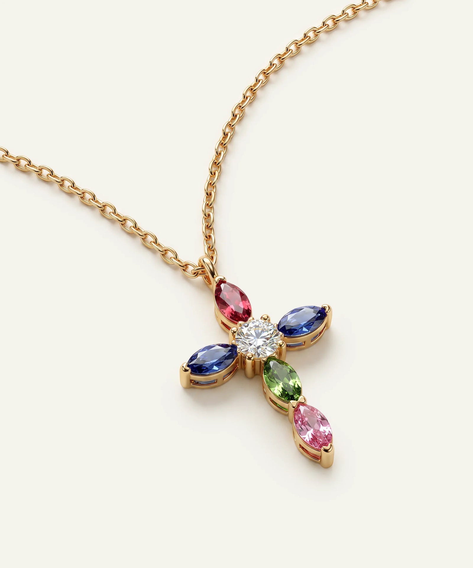 Love Spell® Lab-grown Diamond & Multicolor Stones Cross Necklace