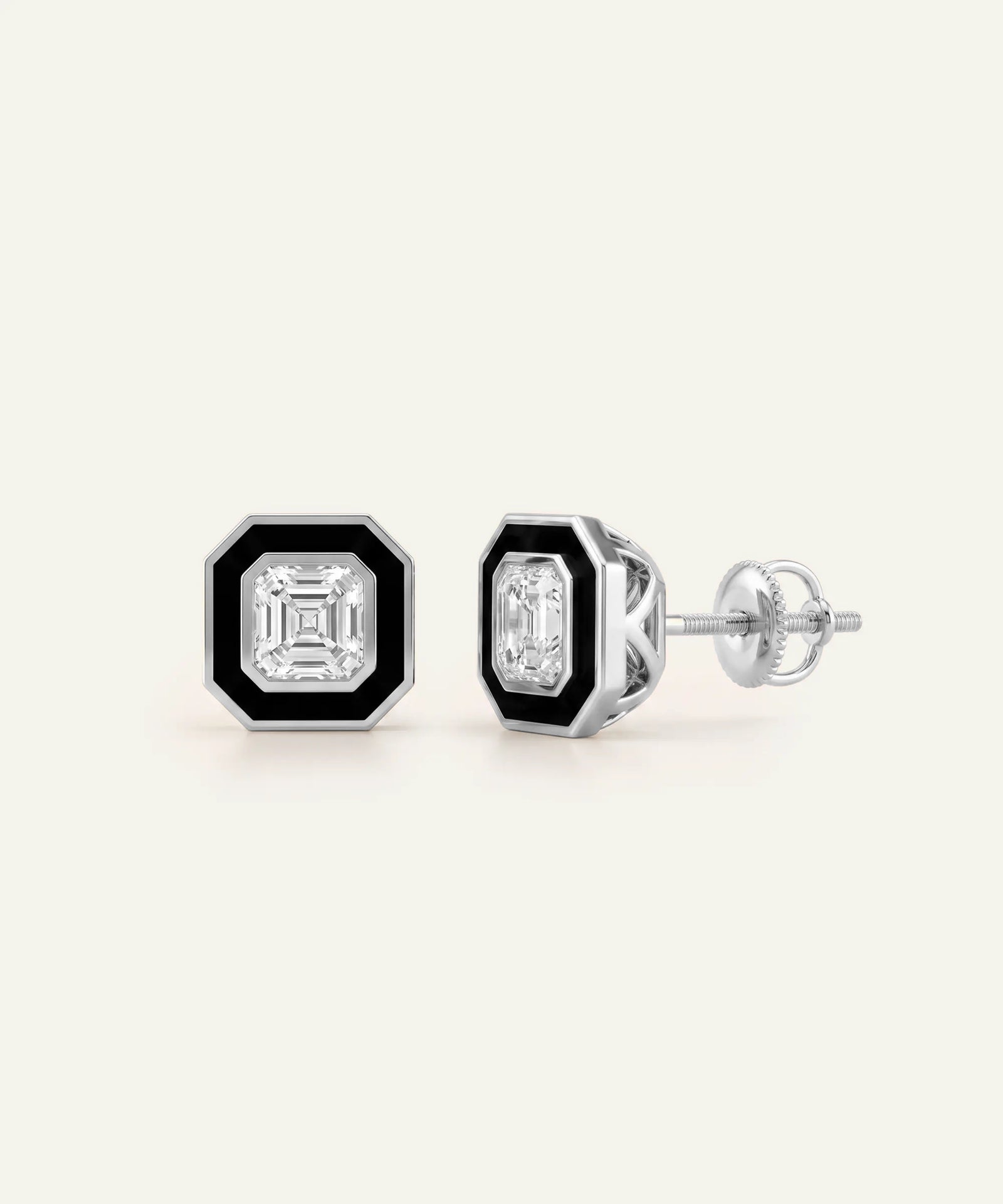 Link N Lock® Asscher Cut Diamond Studs Earrings