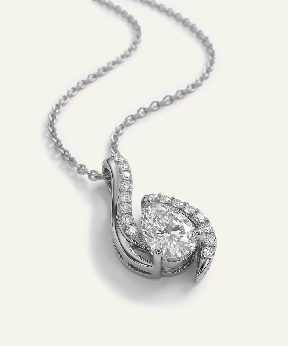Diamond necklace on a white background