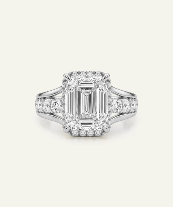 Novello Lab-grown Diamond Emerald Halo Bridal Ring