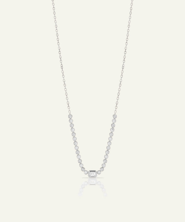 Bella by Ovani® Lab-grown Diamond Emerald & Round Bezel Necklace