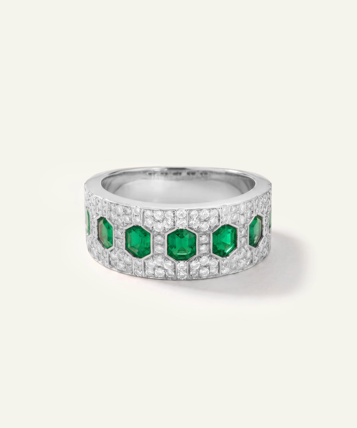 Aanika V® emerald & diamond band - alternate product view