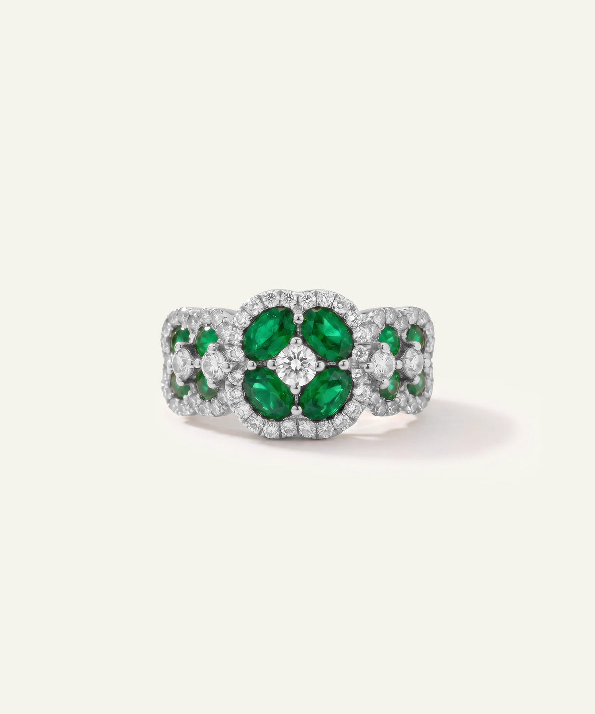 Aanika V® emerald & diamond cluster ring - alternate product view